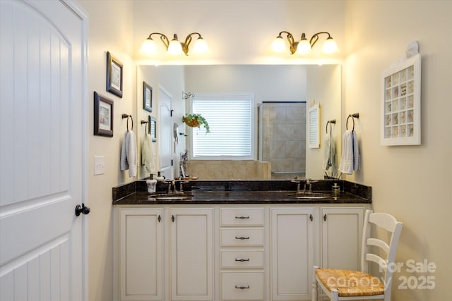 8818 Artesa Mill Ln, Charlotte, NC 28214 - full bath featuring a tile shower and double vanity