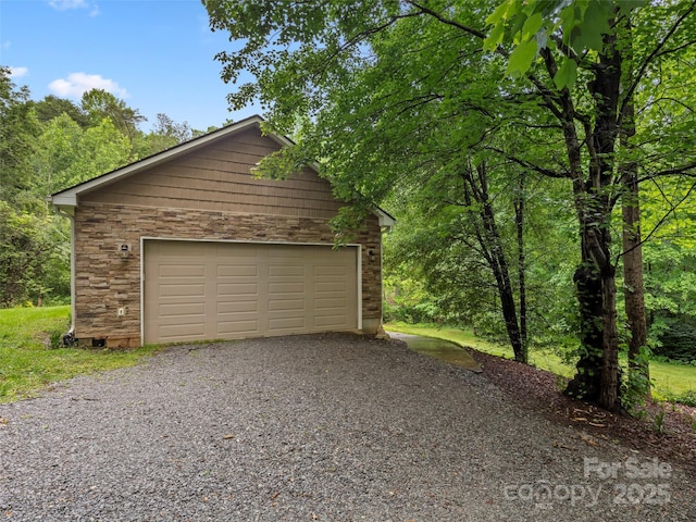 view of detached garage
