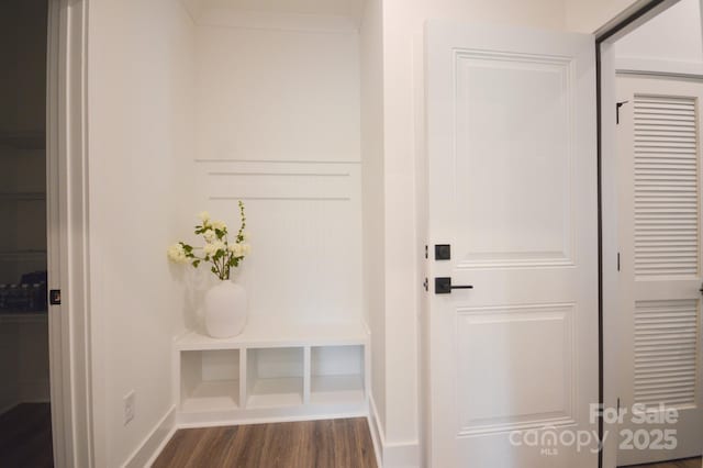 106 Sugg Trl, Weaverville, NC 28787 - mudroom featuring dark wood-type flooring and baseboards