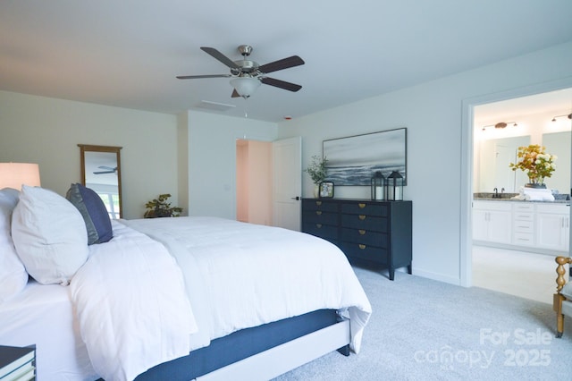 106 Sugg Trl, Weaverville, NC 28787 - bedroom featuring light carpet, connected bathroom, and ceiling fan