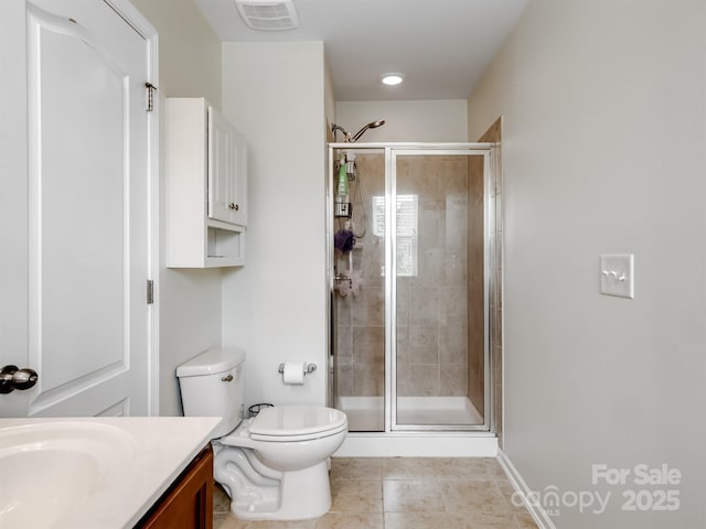 3306 Yarmouth Ln, Gastonia, NC 28056 - bathroom featuring vanity, a shower stall, and tile patterned flooring