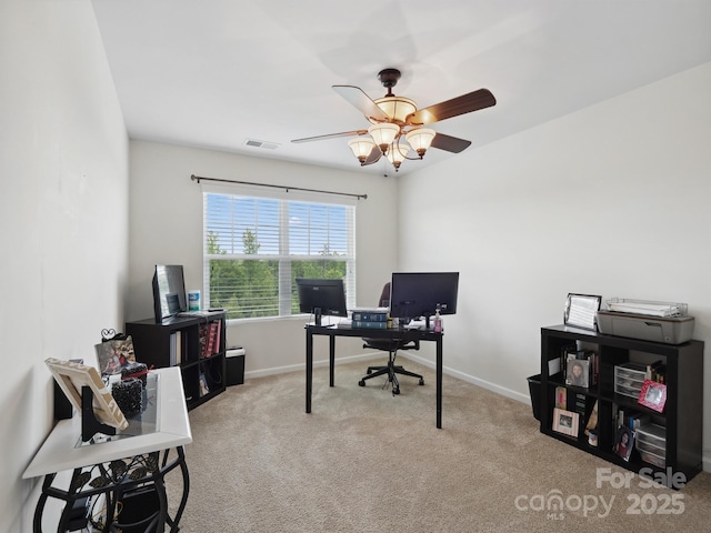 3306 Yarmouth Ln, Gastonia, NC 28056 - carpeted office featuring ceiling fan and baseboards