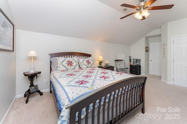 10322 Stoneykirk Ln, Charlotte, NC 28269 - bedroom with carpet floors, baseboards, ceiling fan, and vaulted ceiling