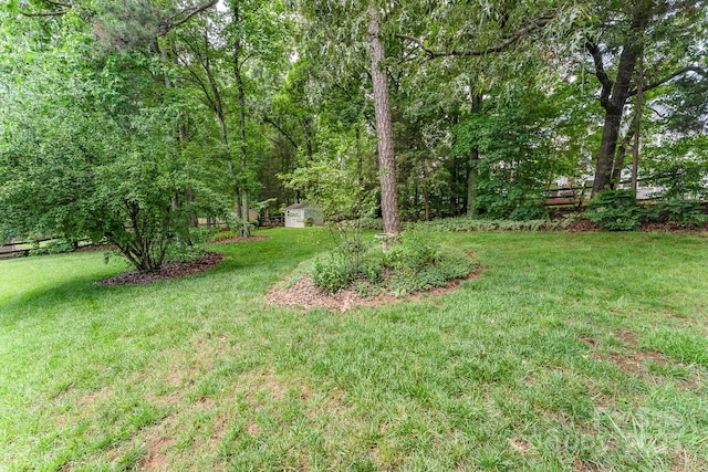 10322 Stoneykirk Ln, Charlotte, NC 28269 - view of green lawn featuring an outbuilding and a storage shed