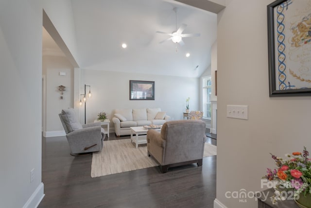 148 Adelaide Way, Rock Hill, SC 29732 - living room with ceiling fan, wood finished floors, recessed lighting, baseboards, and arched walkways