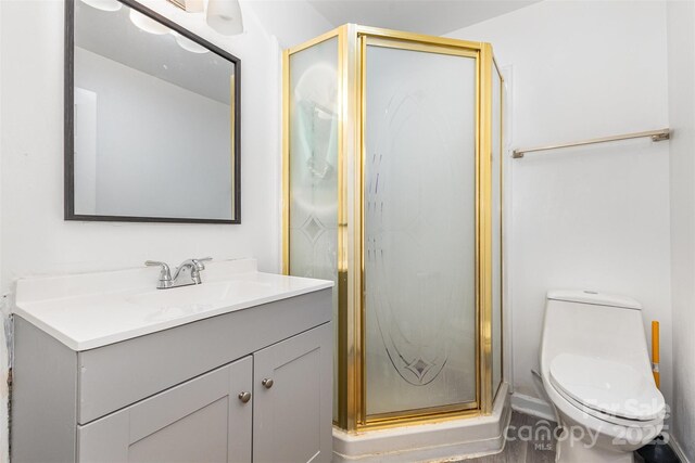 875 Marys Grove Rd, Cherryville, NC 28021 - full bathroom featuring vanity, a shower stall, and toilet