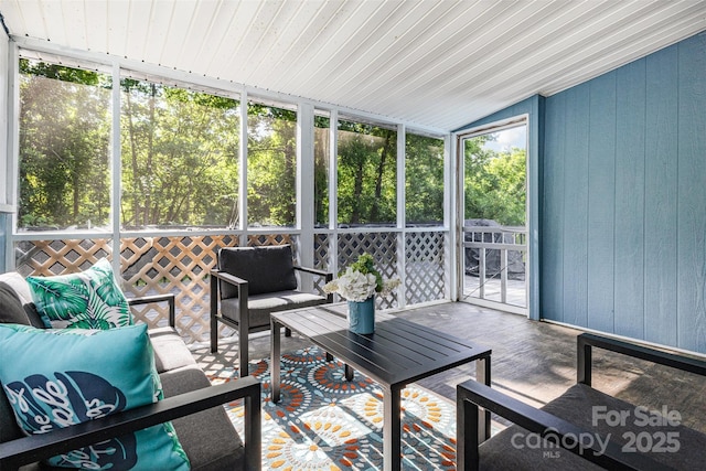 875 Marys Grove Rd, Cherryville, NC 28021 - sunroom featuring an outdoor hangout area and vaulted ceiling