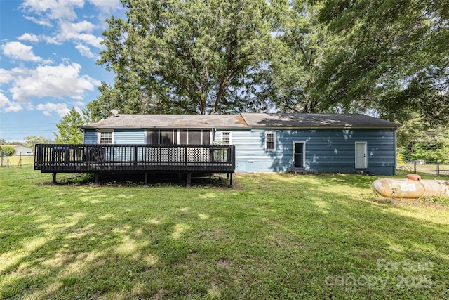 875 Marys Grove Rd, Cherryville, NC 28021 - back of property featuring a yard, a sunroom, and a deck