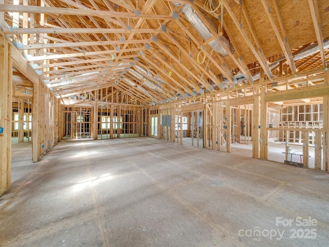 misc room with lofted ceiling