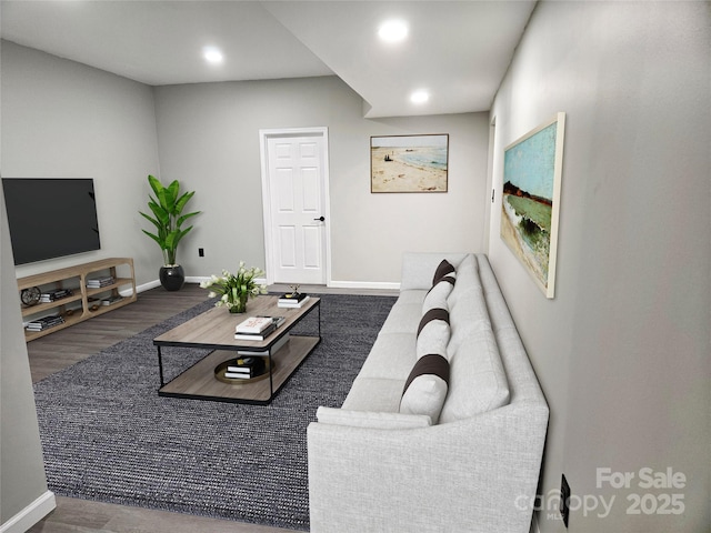 7154 Woodcock Trl, Stanley, NC 28164 - living area with wood finished floors, baseboards, and recessed lighting