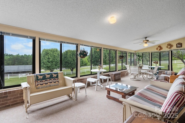 2448 Moss Farm Rd, Hickory, NC 28602 - sunroom / solarium featuring outdoor lounge area, carpet flooring, ceiling fan, plenty of natural light, and a textured ceiling