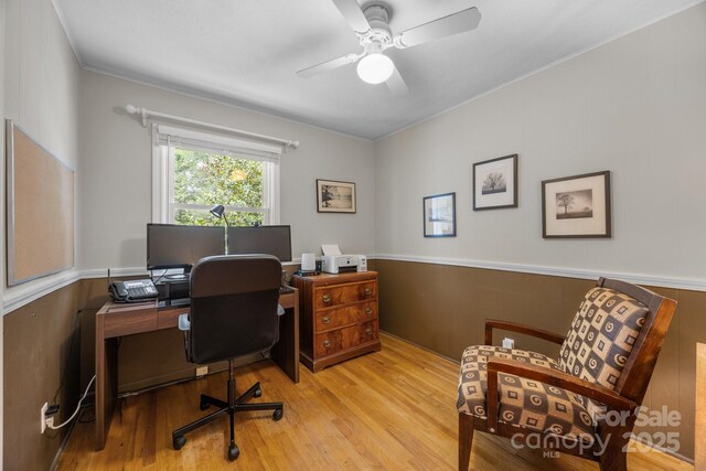 931 Indian Hill Rd, Hendersonville, NC 28791 - office featuring wood finished floors and a ceiling fan