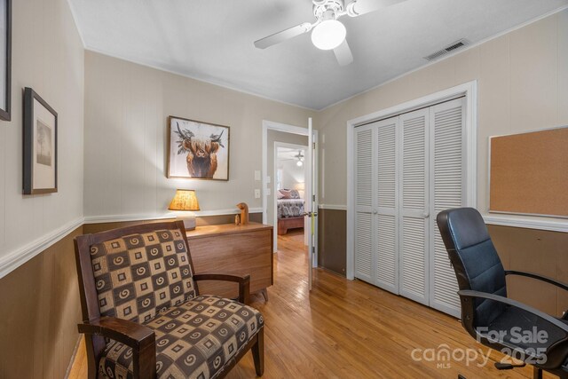931 Indian Hill Rd, Hendersonville, NC 28791 - office space with ceiling fan and wood finished floors