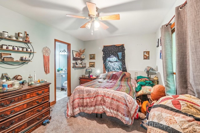 8504 Knollwood Cir, Charlotte, NC 28213 - carpeted bedroom featuring ensuite bathroom and a ceiling fan