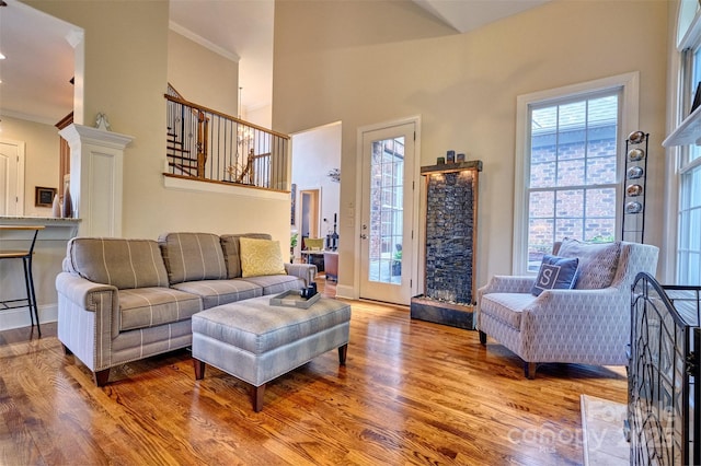 5826 Natoma Rd, Lake Wylie, SC 29710 - living area featuring wood finished floors and a high ceiling