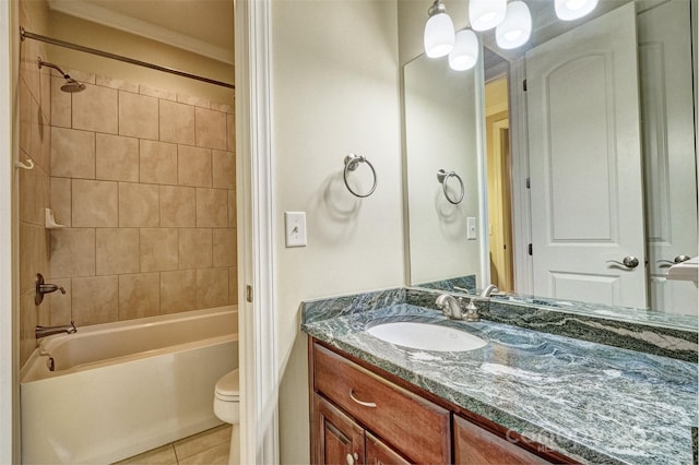 5826 Natoma Rd, Lake Wylie, SC 29710 - bathroom featuring vanity, tile patterned floors, bathtub / shower combination, and ornamental molding