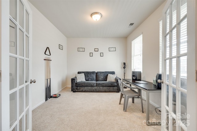 1553 Arcadia Bluff Dr, York, SC 29745 - office with french doors, carpet flooring, and baseboards