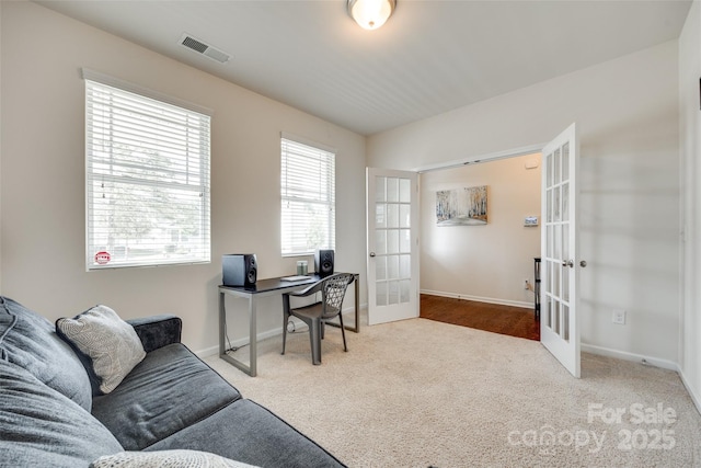 1553 Arcadia Bluff Dr, York, SC 29745 - carpeted office with french doors and baseboards
