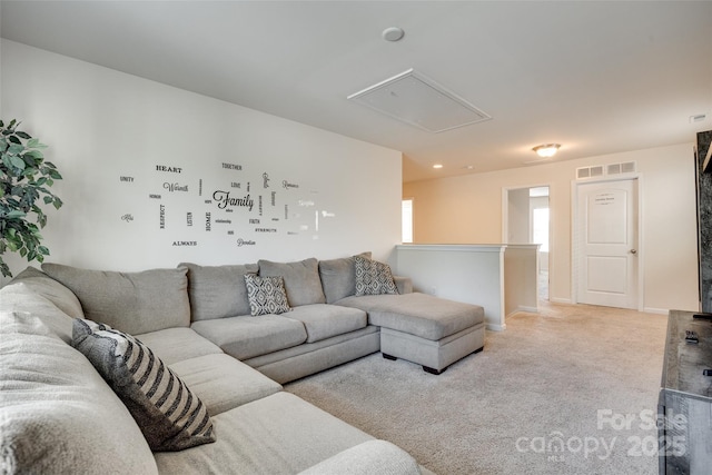 1553 Arcadia Bluff Dr, York, SC 29745 - living area featuring attic access, carpet, and baseboards
