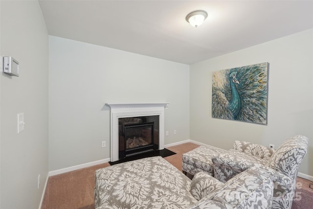 5812 Dinsmore Ln, Belmont, NC 28012 - living room with carpet floors, baseboards, and a fireplace with flush hearth