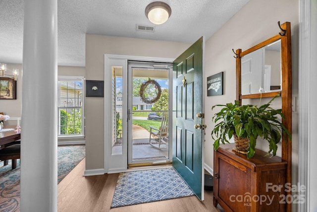 296 Planters Creek Rd, Fletcher, NC 28732 - entrance foyer with a textured ceiling, wood finished floors, and baseboards