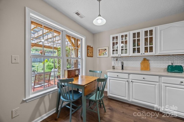 296 Planters Creek Rd, Fletcher, NC 28732 - dining room featuring baseboards, healthy amount of natural light, dark wood-type flooring, and a textured ceiling