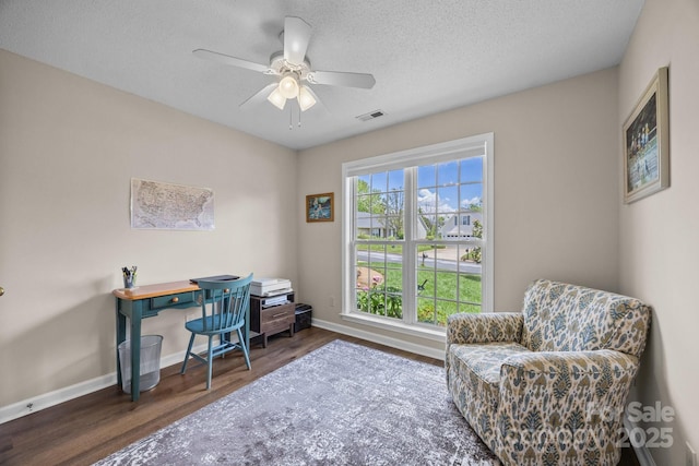 296 Planters Creek Rd, Fletcher, NC 28732 - office space with wood finished floors, ceiling fan, baseboards, and a textured ceiling