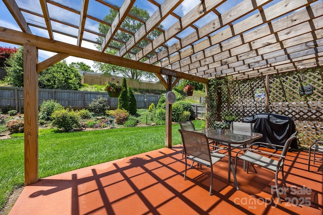 296 Planters Creek Rd, Fletcher, NC 28732 - view of patio / terrace featuring a pergola, a grill, and outdoor dining area