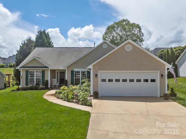 296 Planters Creek Rd, Fletcher, NC 28732 - view of front facade with a front yard, driveway, a garage, and a shingled roof