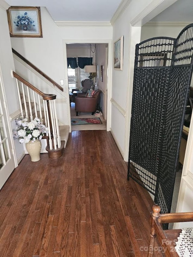 100 Boros Lndg, New Bern, NC 28560 - corridor featuring wood finished floors, stairway, and ornamental molding