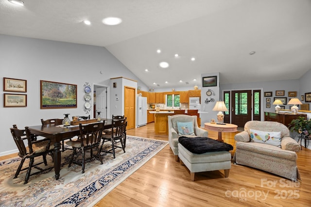 81 Corbin Shady Ln, Waynesville, NC 28785 - living room featuring light wood-style floors, recessed lighting, and high vaulted ceiling