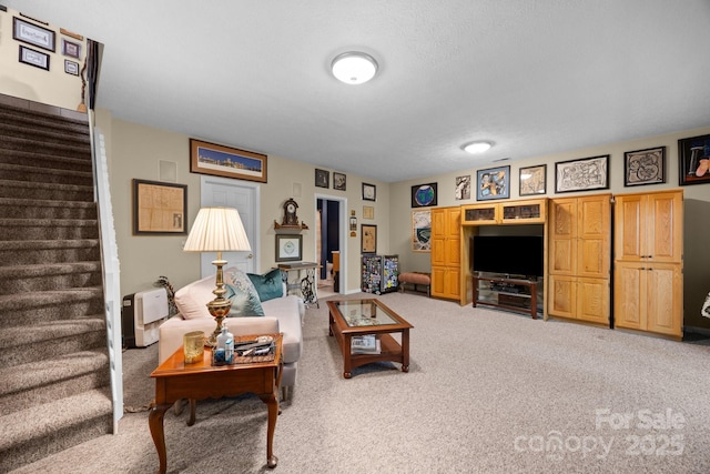 81 Corbin Shady Ln, Waynesville, NC 28785 - carpeted living room with stairway