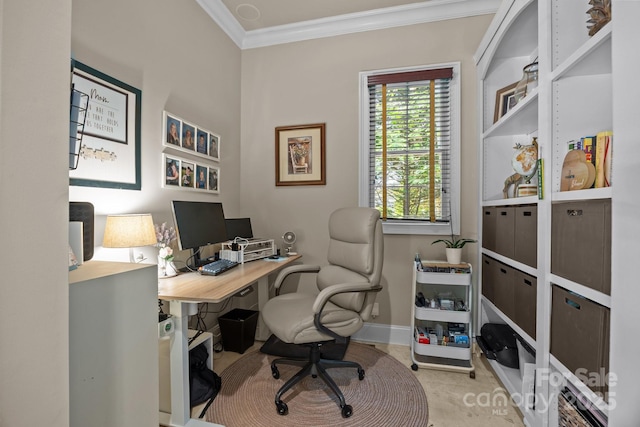 104 Golden Bell Ct, Mooresville, NC 28117 - carpeted office space featuring crown molding and baseboards