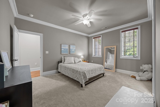 104 Golden Bell Ct, Mooresville, NC 28117 - bedroom with carpet, baseboards, crown molding, and ceiling fan