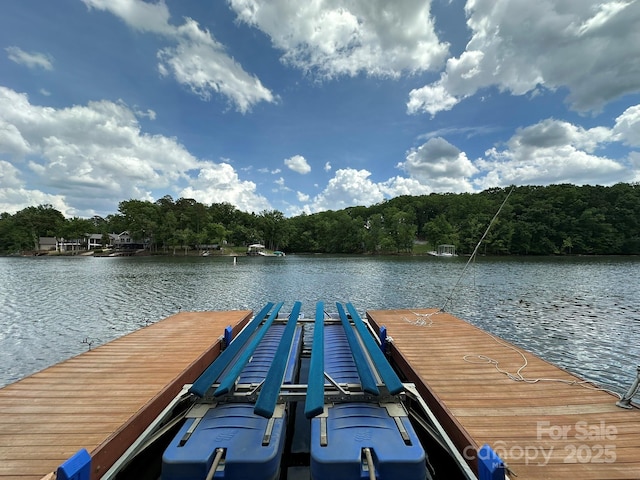 408 Emerald Bay Dr, Salisbury, NC 28146 - dock area with a water view and a forest view