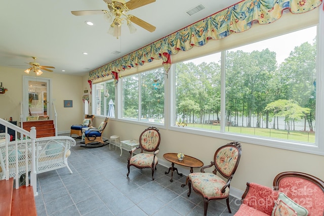 408 Emerald Bay Dr, Salisbury, NC 28146 - sunroom / solarium featuring tile patterned floors, recessed lighting, and view of scattered trees