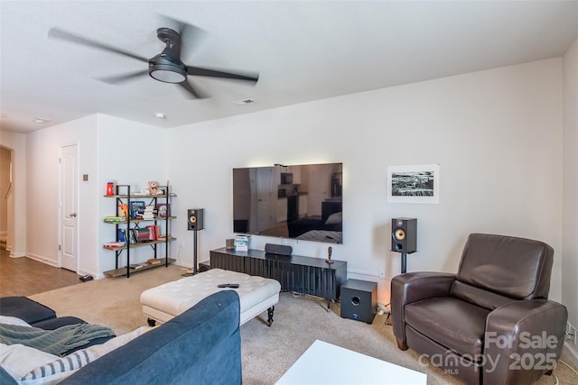 2009 Talbert Ct, Charlotte, NC 28214 - carpeted living room with a ceiling fan and baseboards