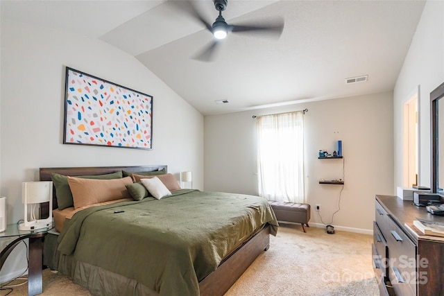 2009 Talbert Ct, Charlotte, NC 28214 - bedroom with light colored carpet, baseboards, lofted ceiling, and a ceiling fan