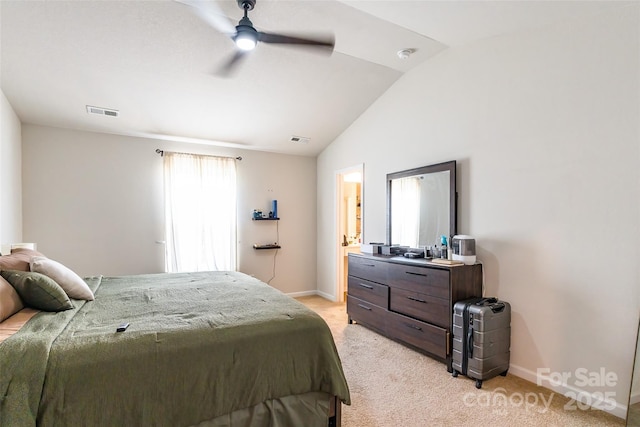 2009 Talbert Ct, Charlotte, NC 28214 - bedroom featuring lofted ceiling, light colored carpet, baseboards, and a ceiling fan