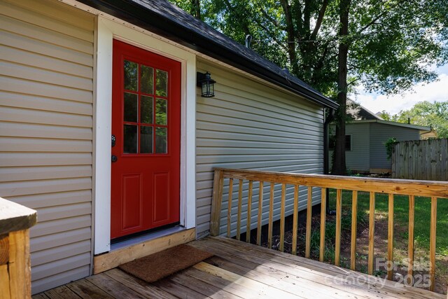 118 Sunset Dr, Clover, SC 29710 - doorway to property with a wooden deck