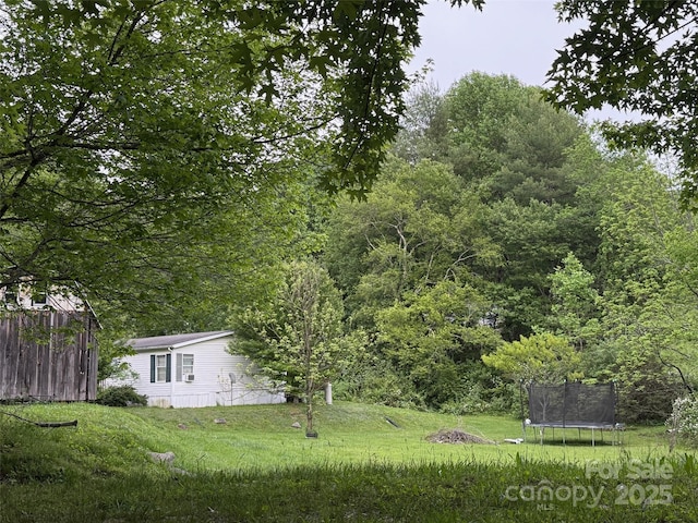 616/620 Pole Miller Ext, Brevard, NC 28712 - view of green lawn featuring a trampoline and a forest view