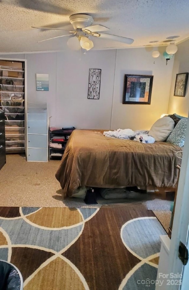 616/620 Pole Miller Ext, Brevard, NC 28712 - bedroom with a textured ceiling, carpet floors, and ceiling fan