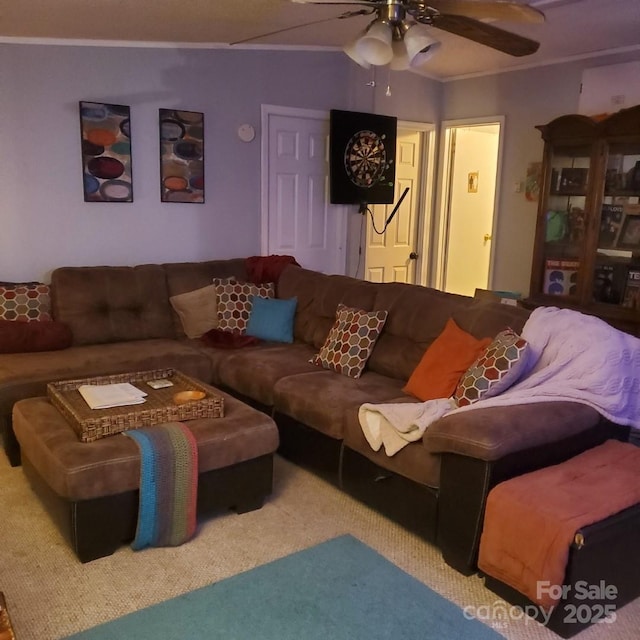 616/620 Pole Miller Ext, Brevard, NC 28712 - carpeted living area featuring a ceiling fan and ornamental molding