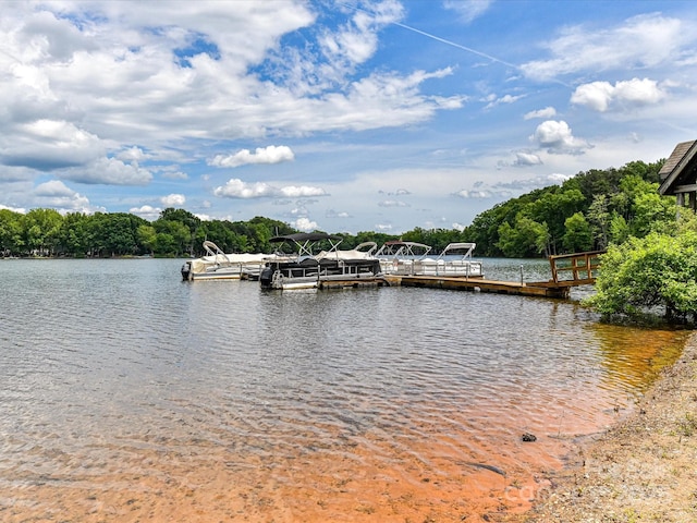dock area featuring a water view
