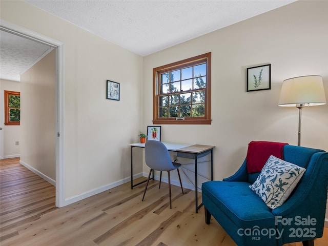 143 Mountain Crest Rd, Swannanoa, NC 28778 - office area with a textured ceiling, wood finished floors, and baseboards