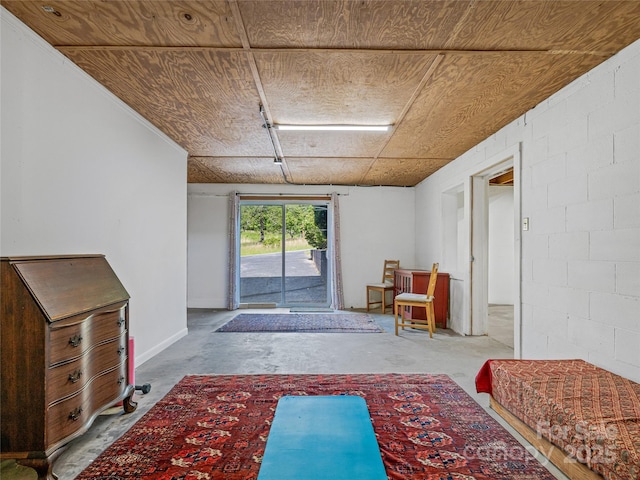 143 Mountain Crest Rd, Swannanoa, NC 28778 - interior space featuring unfinished concrete flooring and concrete block wall