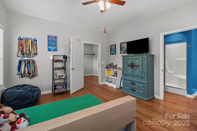 1230 Long Creek Ln, Salisbury, NC 28146 - bedroom featuring wood finished floors, baseboards, and a ceiling fan
