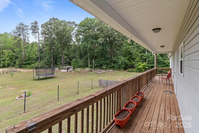 1230 Long Creek Ln, Salisbury, NC 28146 - deck with a trampoline and a lawn