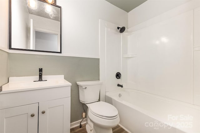 16 Green St, York, SC 29745 - bathroom featuring toilet, vanity, wood finished floors, and bathtub / shower combination