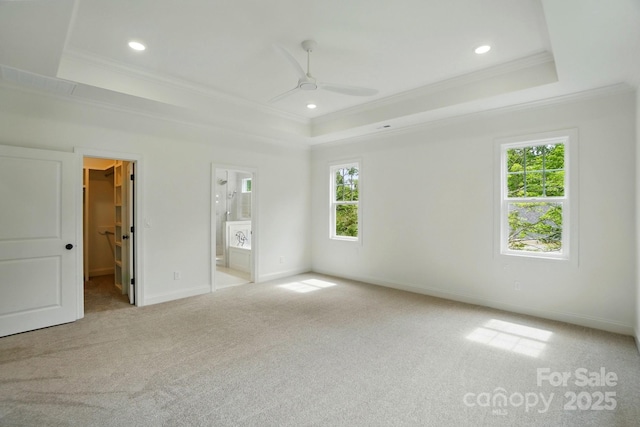 9315 Simpson Rd, Waxhaw, NC 28173 - unfurnished bedroom with a raised ceiling, ornamental molding, a spacious closet, carpet flooring, and baseboards